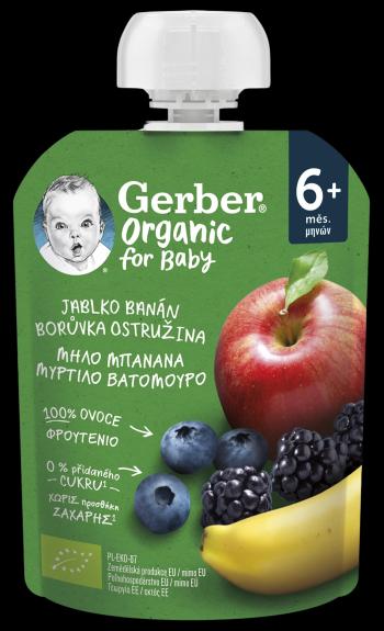 GERBER Organic vrecko jablko, banán, čučoriedka a černica 100% BIO 6m+ 16 x 90 g