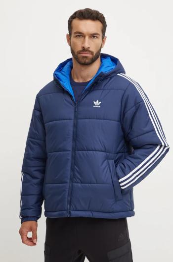 Obojstranná bunda adidas Originals Adicolor Reversible Jacket pánska, tmavomodrá farba, zimná, JD9073