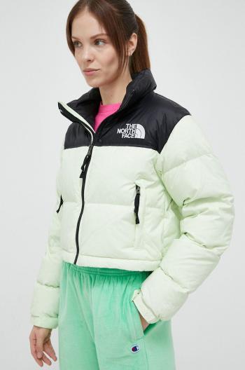 Páperová bunda The North Face NUPTSE SHORT JACKET dámska, zelená farba, zimná