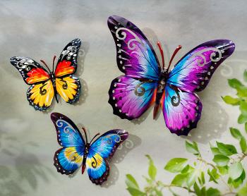 Nástenná dekorácia Motýle, súprava 3 ks