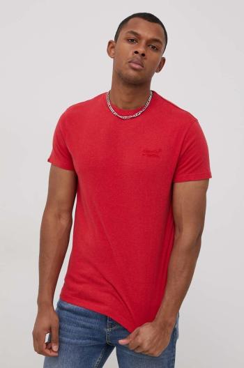 Bavlnené tričko Superdry červená farba, jednofarebné