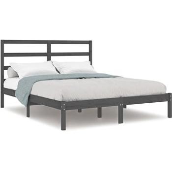 Rám postele sivý masívne drevo 135 × 190 cm Double, 3104910