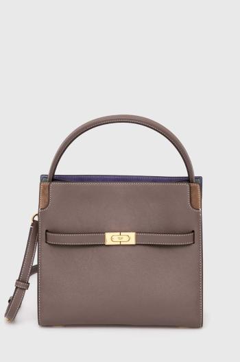 Kožená kabelka Tory Burch CN Lee Radziwill Small Double šedá farba, 80735.093