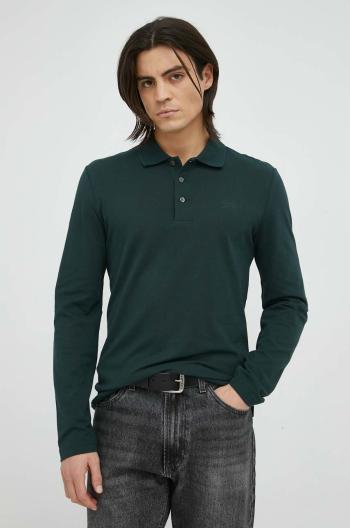 Bavlnené tričko s dlhým rukávom Tiger Of Sweden zelená farba, jednofarebné