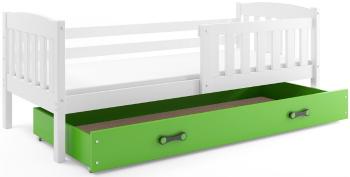 BMS Detská posteľ KUBUŠ 1 s úložným priestorom| biela Farba: biela / zelená, Rozmer.: 200 x 90 cm
