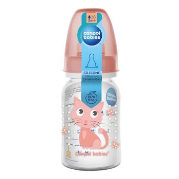 CANPOL BABIES Fľaša s potlačou Cute Animals 120 ml - ružová