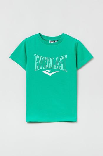 Detské bavlnené tričko OVS zelená farba, s potlačou