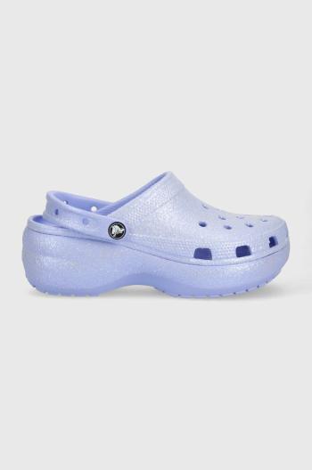 Šľapky Crocs Classic Platform Glitter Clog dámske, fialová farba, na platforme, 207241