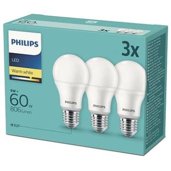 Philips LED 9 – 60W, E27 2700 K, 3 ks (929001913194)