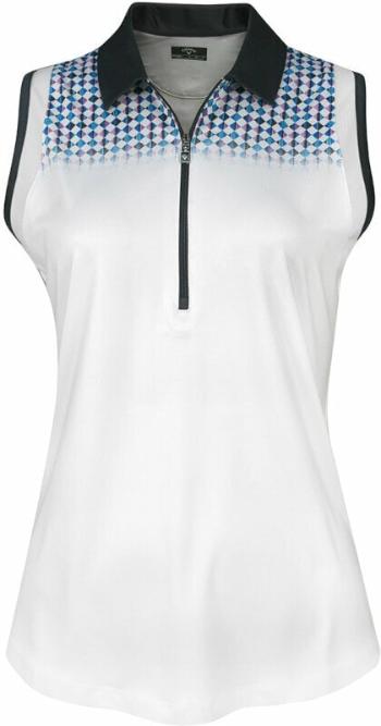 Callaway Womens Engineered Evanescent Geo Sleeveless Polo Brilliant White M