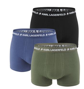 KARL LAGERFELD - boxerky 3PACK organic cotton logo LAGERFELD olive & night blue color - limitovaná edícia-L (89-96 cm)