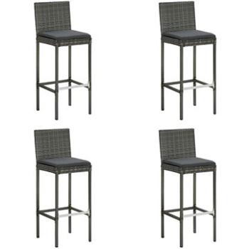 Záhradné barové stoličky s poduškami 4 ks sivé polyratan, 313438