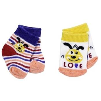 BABY born Ponožky – bielo-žlté a pruhované, s psíkom (HRAbz08726a)