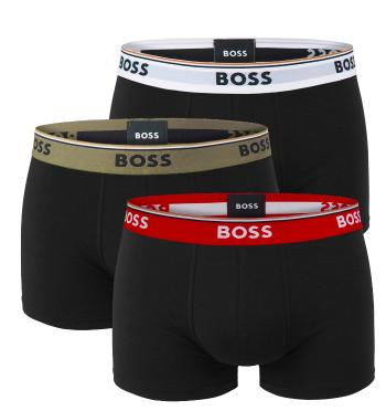 BOSS - boxerky 3PACK cotton stretch black with red & army green color waist - limitovaná fashion edícia (HUGO BOSS)-M (83-89 cm)