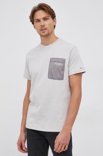 Bavlnené tričko Pepe Jeans Abner šedá farba, s potlačou