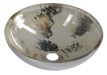 SAPHO - MURANO ANIMA 2 sklenené umývadlo na dosku, priemer 40cm, strieborna/béžová AL5318-42