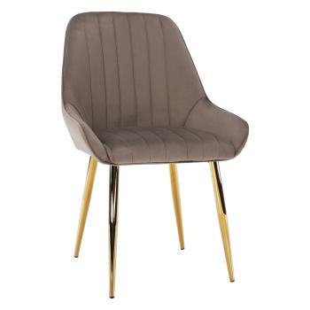Jedálenská stolička, sivohnedá Taupe/gold chróm-zlatý, PERLIA RP1, rozbalený tovar