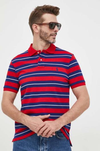 Bavlnené polo tričko Polo Ralph Lauren červená farba, vzorované