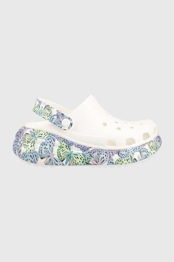 Šľapky Crocs Classic Crush Butterfly Clog dámske, biela farba, na platforme, 208258