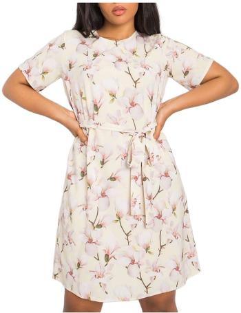Svetložlté kvetinové šaty s opaskom vel. 44