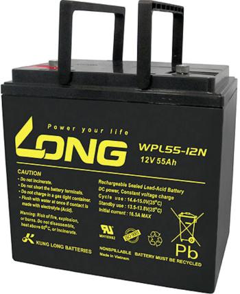Long WPL55-12 WPL55-12 olovený akumulátor 12 V 55 Ah olovený so skleneným rúnom (š x v x h) 226 x 214 x 135 mm skrutkova