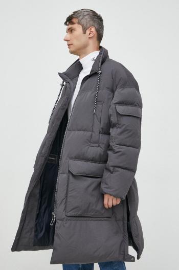 Páperová bunda Emporio Armani pánska, šedá farba, zimná