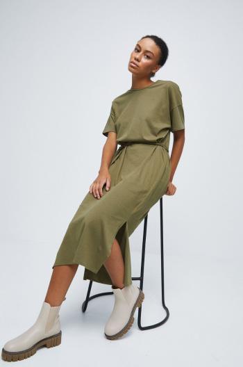 Bavlnené šaty Medicine zelená farba, mini, rovný strih