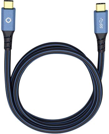 USB 3.0 prepojovací kábel [1x USB-C ™ zástrčka - 1x USB-C ™ zástrčka] 50.00 cm modrá pozlátené kontakty Oehlbach USB Plu