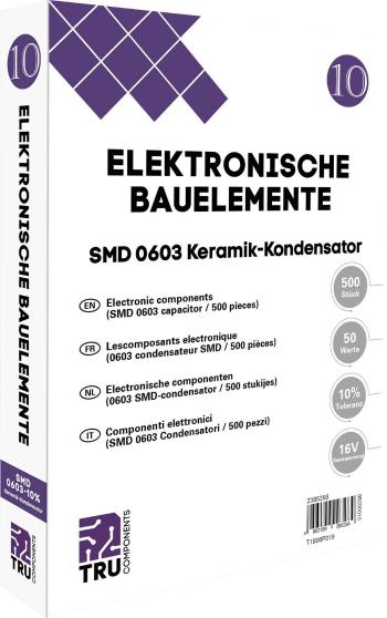 TRU COMPONENTS T1806P019 sada keramických kondenzátorov SMD 0603  16 V 10 % (d x š) 1.6 mm x 0.8 mm 500 dielov Tape cut