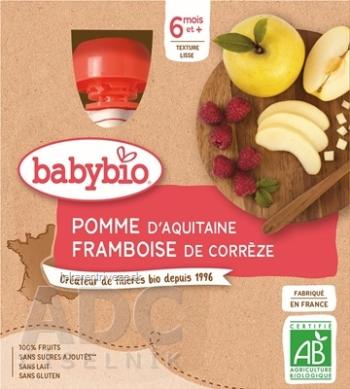 BabyBIO Jablko malina ovocný príkrm (od ukonč. 6. mesiaca) 4x90 g