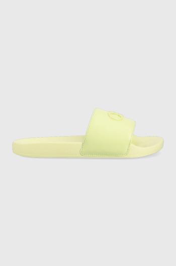 Šľapky Calvin Klein POOL SLIDE W/HW dámske, zelená farba, na platforme, HW0HW01509