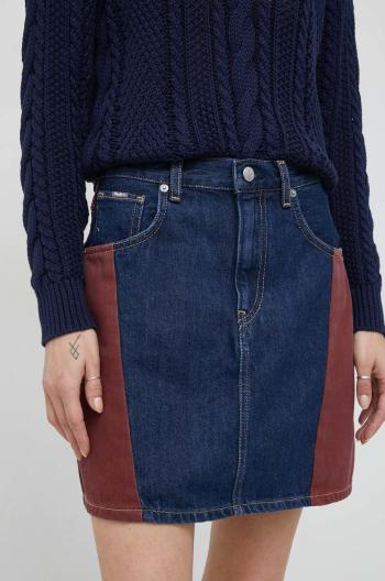 Rifľová sukňa Pepe Jeans Rachel tmavomodrá farba, mini, rovný strih