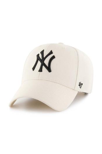 Šiltovka s prímesou vlny 47brand MLB New York Yankees béžová farba, s nášivkou