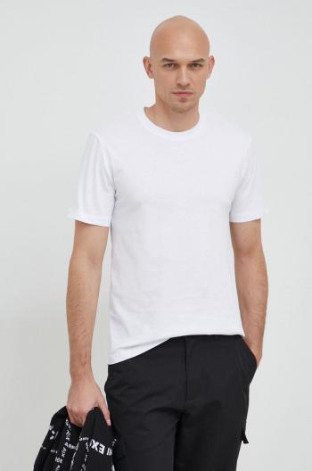 Bavlnené tričko Trussardi biela farba, jednofarebný