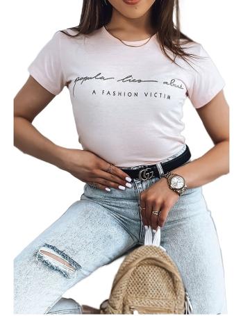 Svetloružové tričko s nápisom victim vel. XL