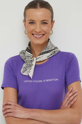 Bavlnené tričko United Colors of Benetton fialová farba