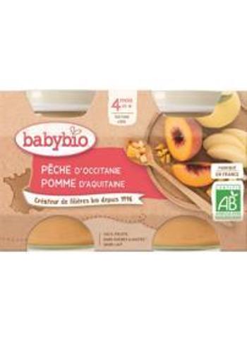 Babybio ovocný príkrm broskyňa, jablko 2 x 130 g