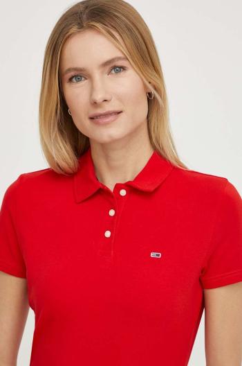 Polo tričko Tommy Jeans dámsky,červená farba,DW0DW17220