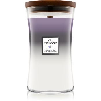 Woodwick Trilogy Amethyst Sky vonná sviečka s dreveným knotom 609,5 g