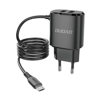 Dudao nabíjačka - 2x USB a so vstavaným micro USB káblom 12W - Čierna KP26470