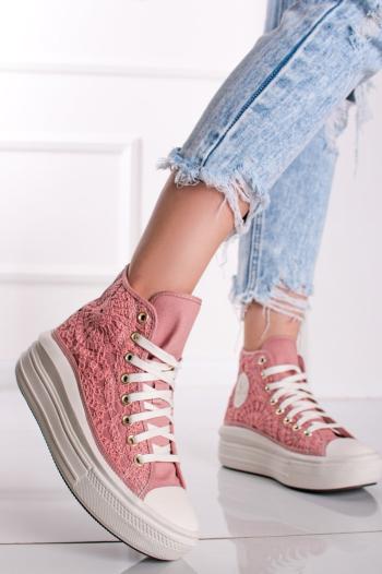 Ružové vysoké tenisky na platforme Chuck Taylor All Star Move Platform Daisy Cord