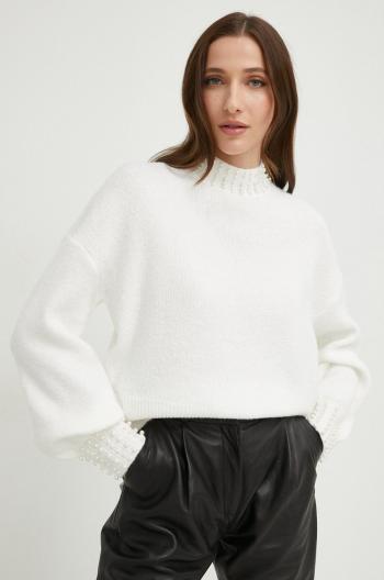 Vlnený sveter Answear Lab dámsky, béžová farba, s polorolákom