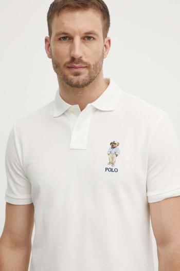 Bavlnené polo tričko Polo Ralph Lauren béžová farba, s nášivkou