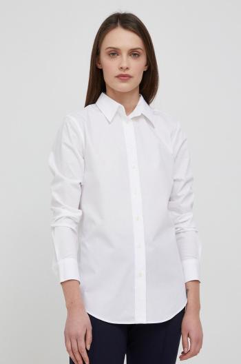 Košeľa Lauren Ralph Lauren dámska, biela farba, regular, s klasickým golierom
