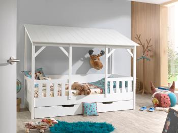 Detská posteľ v tvare domčeka Charlotte - biela Housebed white roof posteľ bez úložného priestoru