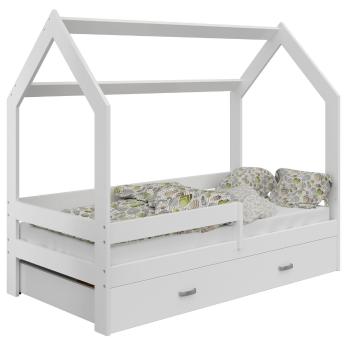 Domčeková posteľ Paula so zábranou 160 x 80 cm - biela Domek D3 posteľ + úložný priestor