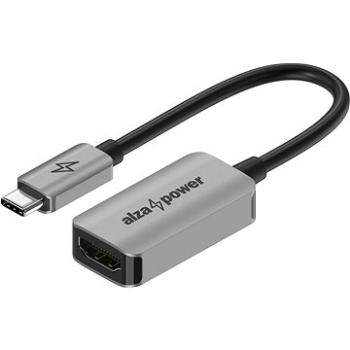 AlzaPower USB-C (M) na HDMI 2.1 8K 60 Hz (F) 0,1 m strieborná (APW-ADTCHD05S)