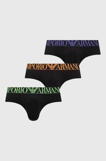 Slipy Emporio Armani Underwear 3-pak pánske, čierna farba, 111734 4R726