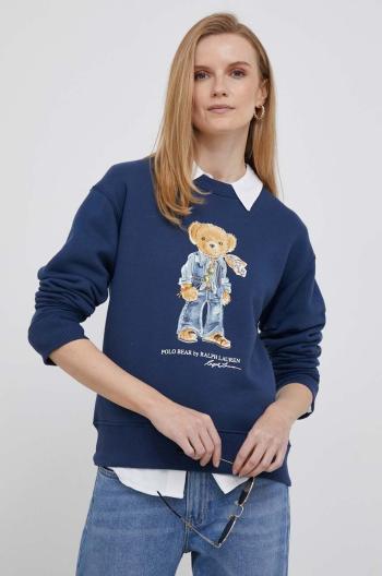 Mikina Polo Ralph Lauren dámska, tmavomodrá farba, s potlačou