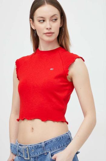 Top Tommy Jeans dámsky,červená farba,DW0DW17884